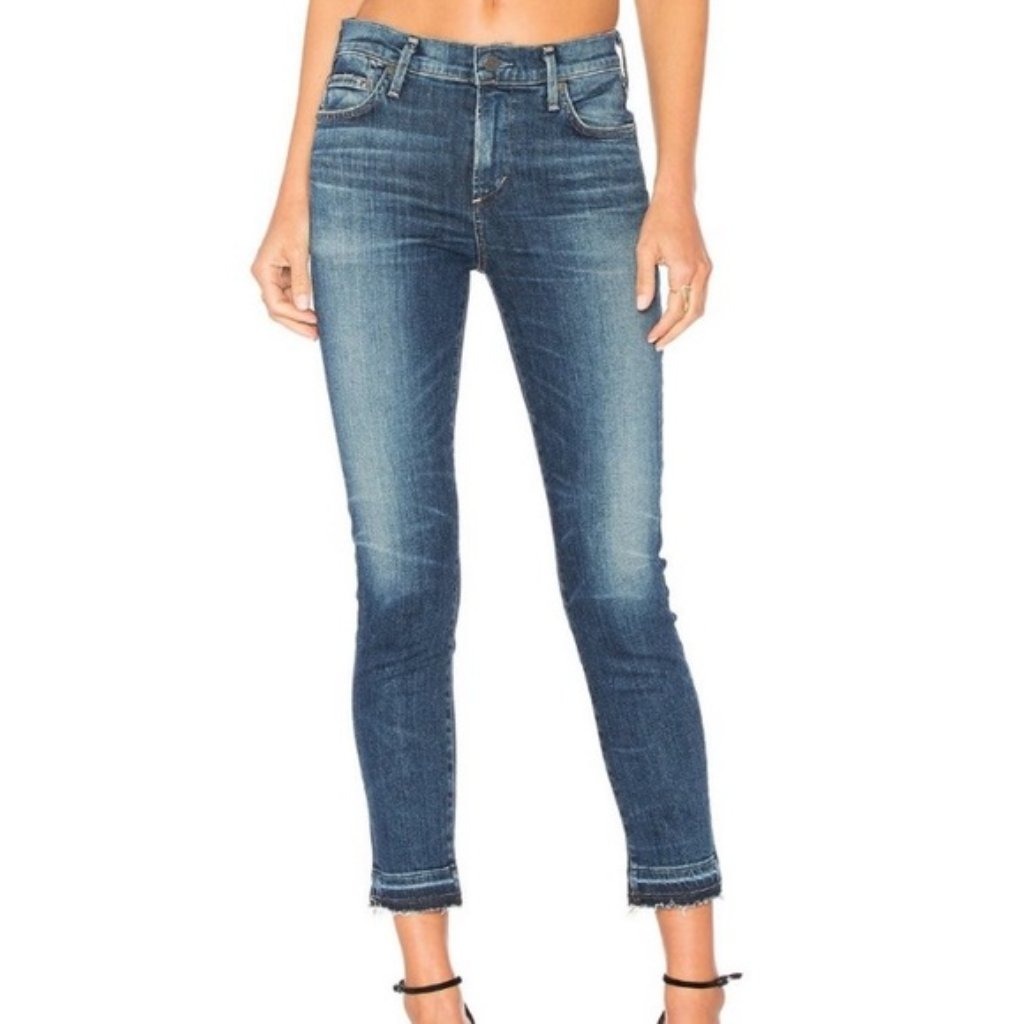 Coh 25 Rocket Crop Raw Hem Jeans High Rise Skinny Citizens Of Humanity